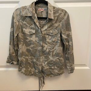 Vintage Havana Camouflage Lace Up Back Button Down